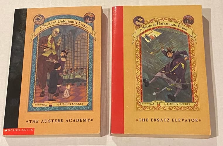 2 Books! A Series of Unfortunate Events (Books 5 & 6) 5) The Austere Academy 6) The Ersatz Elevator